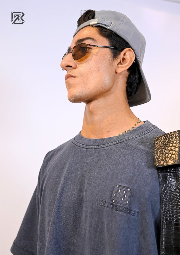 Embroidered Boxy Tee - Vintage Washed