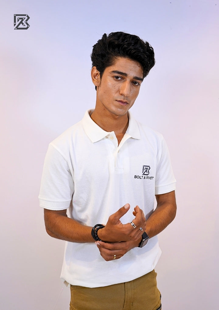 Signature Crest Polo – Arctic White