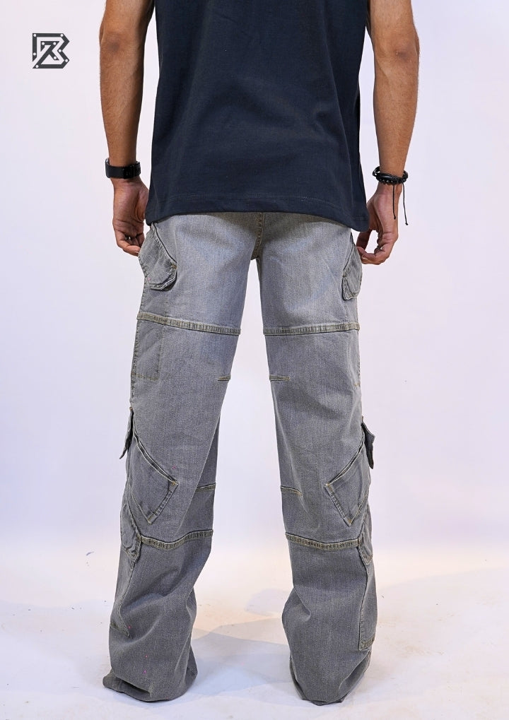 Wide Leg Cargo Denim