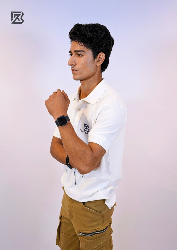 Signature Crest Polo – Arctic White