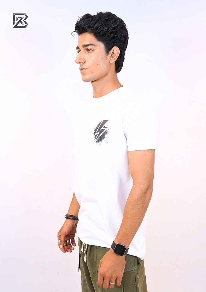 Bolt Emblem Tee – Blanc & Noir