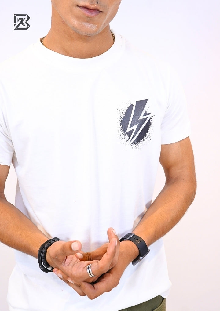 Bolt Emblem Tee – Blanc & Noir