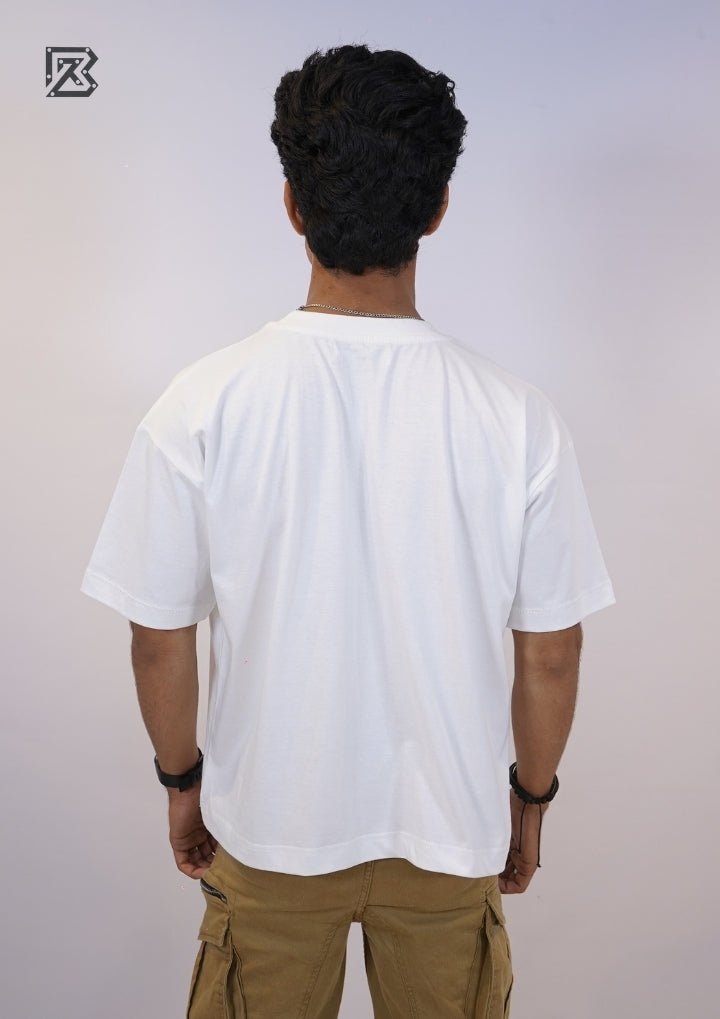 White Printed “Bolt & Rivet” Circle Logo Tee