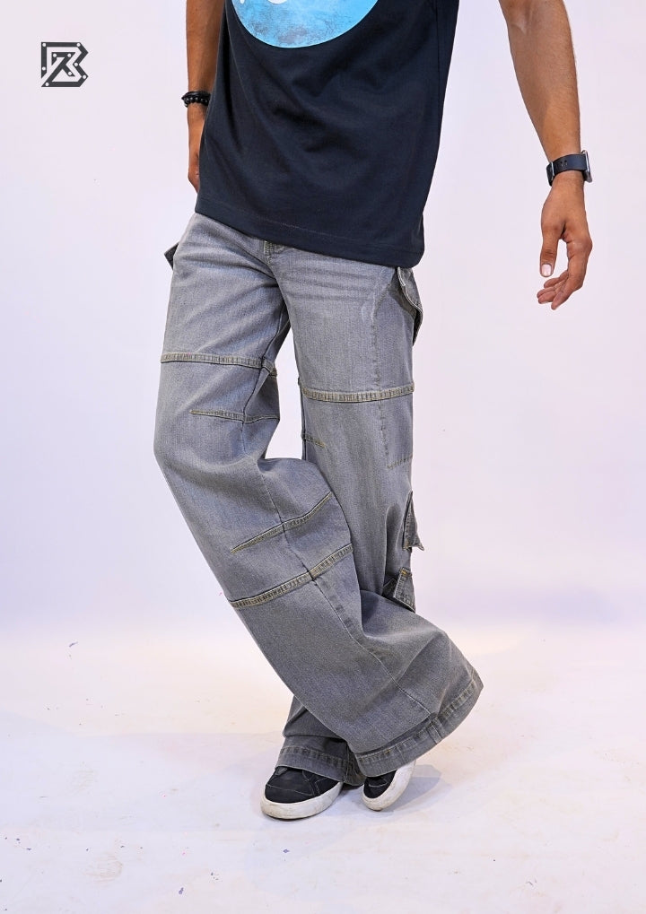 Wide Leg Cargo Denim