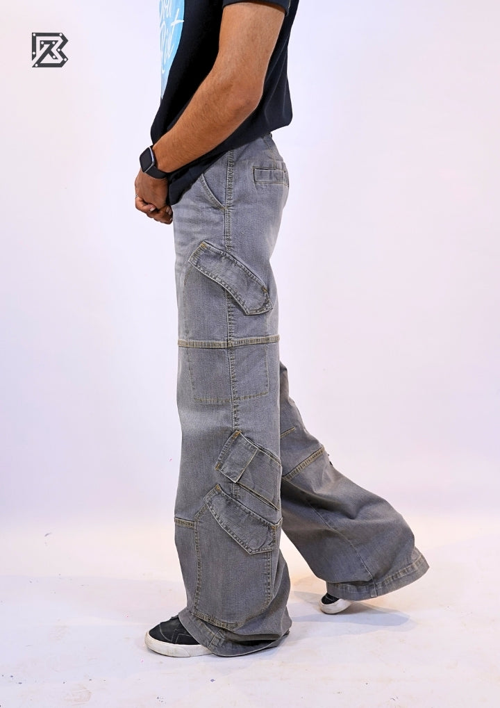 Wide Leg Cargo Denim