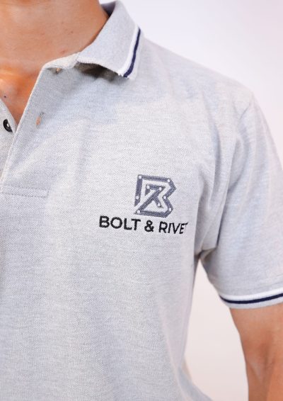 Heather Grey Tipped Collar Polo - Image 5
