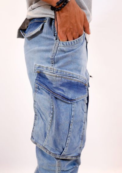 Tapered Fit Cargo Denim Pants - Image 3
