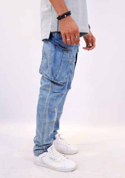 Tapered Fit Cargo Denim Pants - Image 4