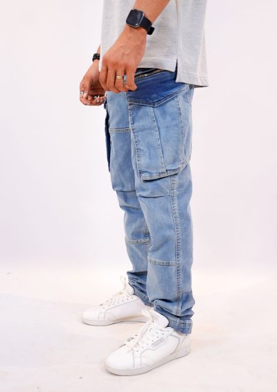 Tapered Fit Cargo Denim Pants - Image 5