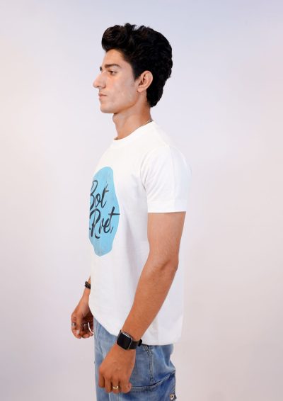 White Printed “Bolt & Rivet” Circle Logo Tee - Image 5