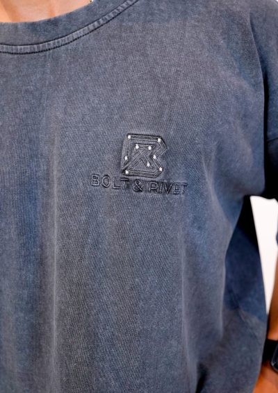 Embroidered Boxy Tee - Vintage Washed - Image 2