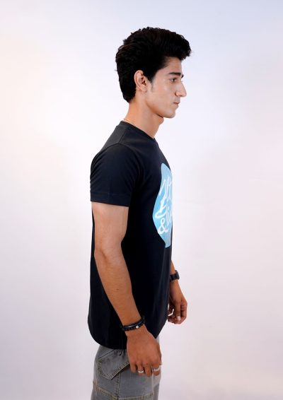 Black Printed “Bolt & Rivet” Circle Logo Tee - Image 2